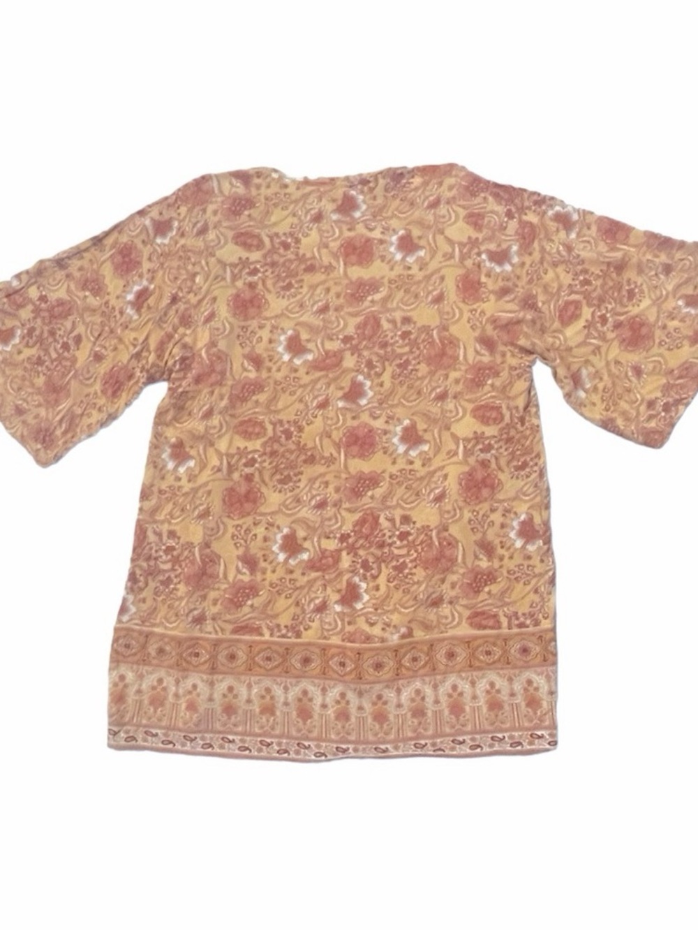 Knox Rose 70s Boho Floral Kimono Cardigan Mustard Duster Small - Picture 7 of 12